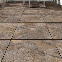 Rocky Bruno Brown 600x600 Rough Matt Outdoor Tile - Render 2