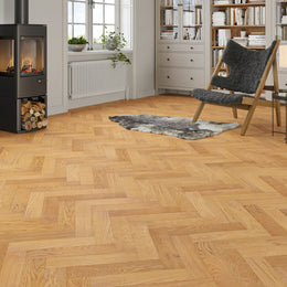 Penrose Golden Oak Herringbone Flooring in a room setting