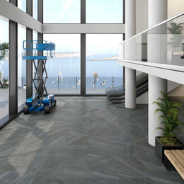 Grey matt porcelain tile for floors