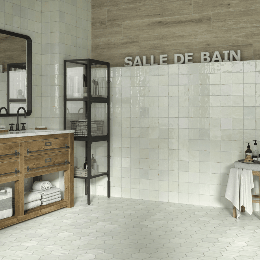 Glossy Souk Bone ceramic wall tiles cream decor