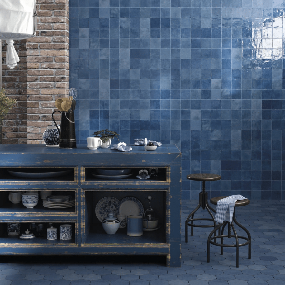 Decorative Suque Blue glossy ceramic blue wall tiles