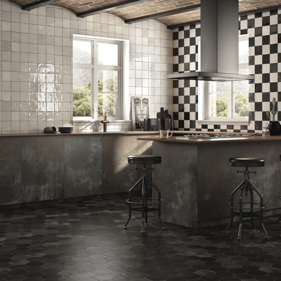 Stylish Suque Black glossy black ceramic wall tiles