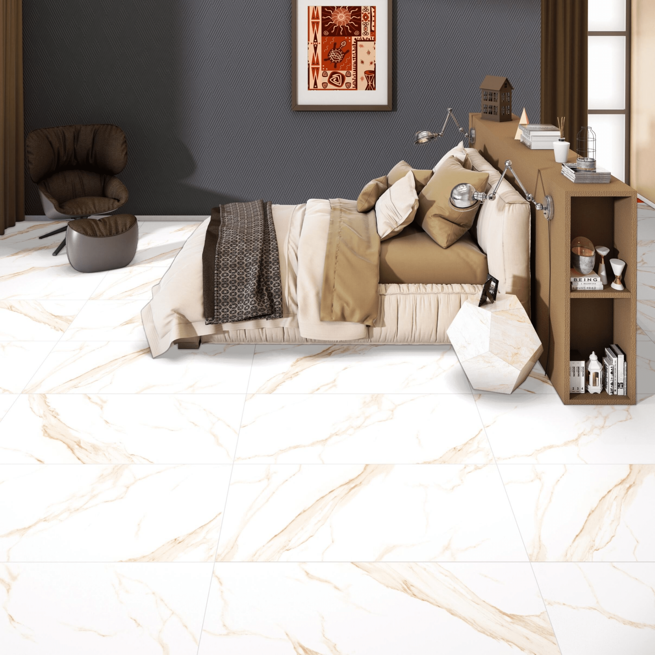 Modern bathroom matt porcelain tile