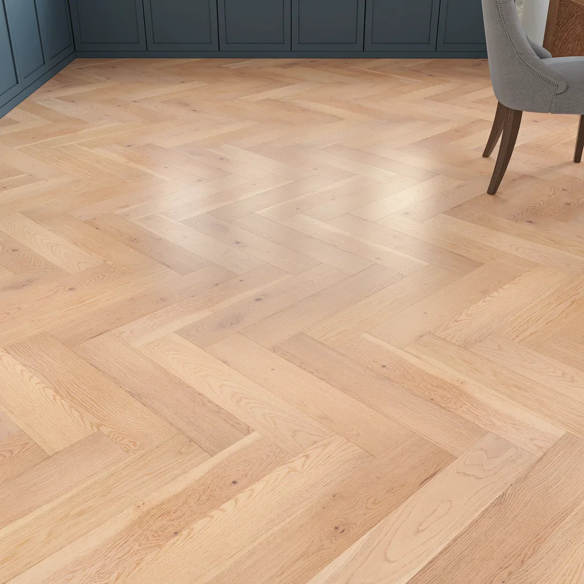 Redmire Natural Oak Herringbone Flooring in a room setting