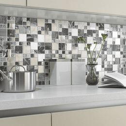 Saturn Silver gloss glass metal mosaic wall modular tiles