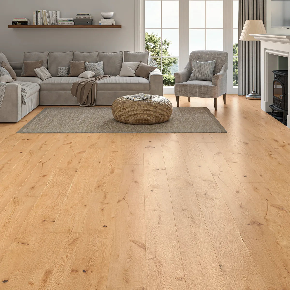 Kelbrook Natural Oak Engineered Wood Flooring in a room setting