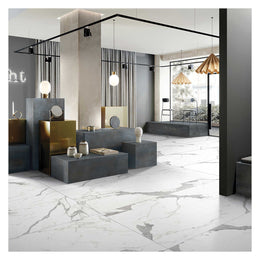 Silk Lithery White 800x800 Matt Marble Effect Porcelain Tile - Render