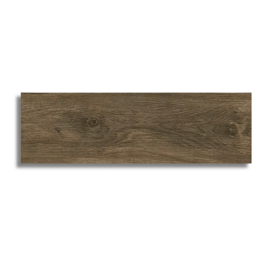 Warm brown porcelain tiles featuring natural wood effect