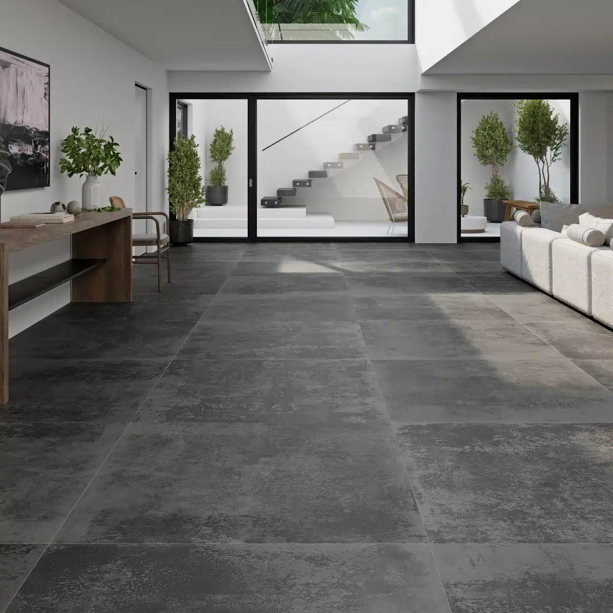 Stardust Grey Lappato used on bathroom floors tiles and feature wall