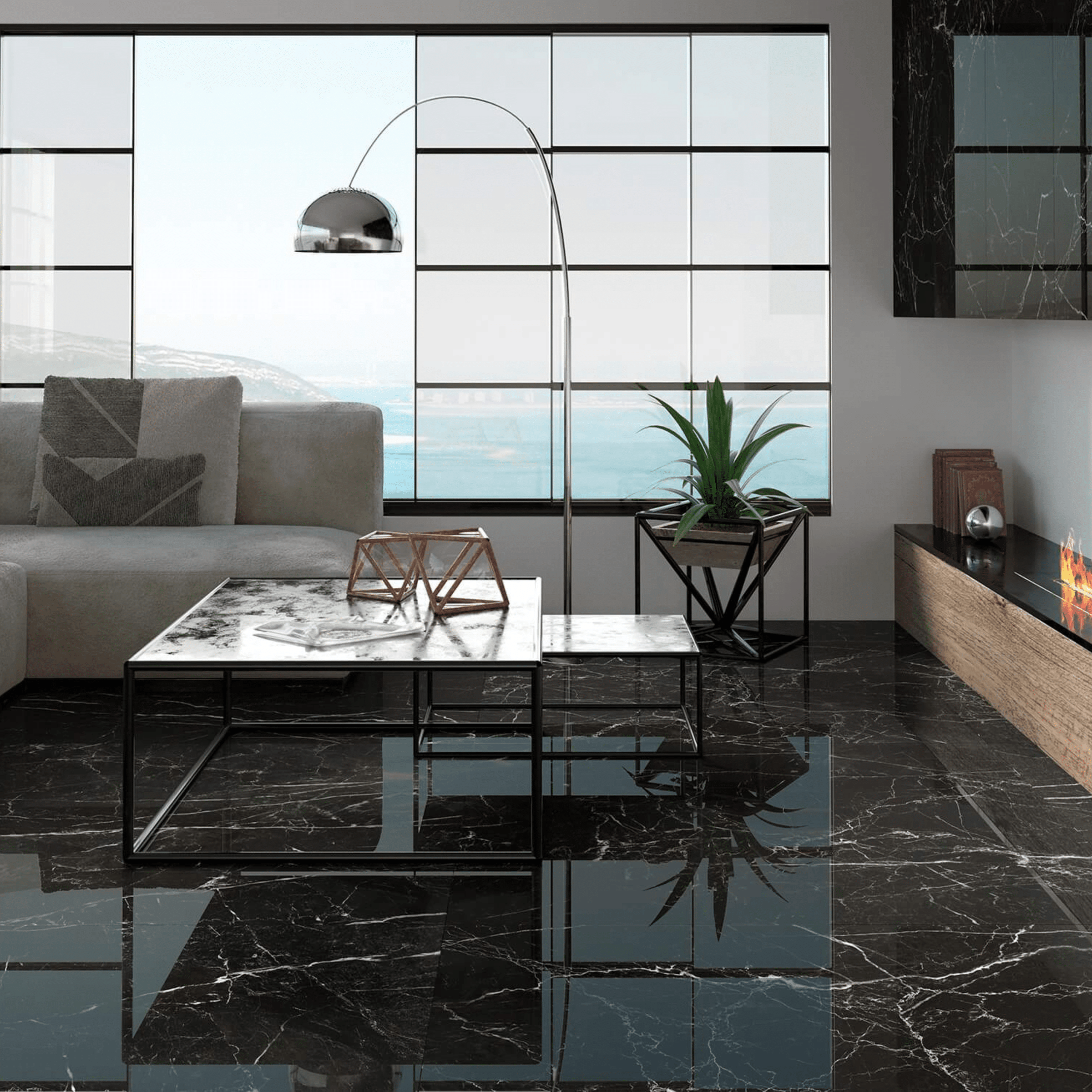 Storm black polished porcelain surface