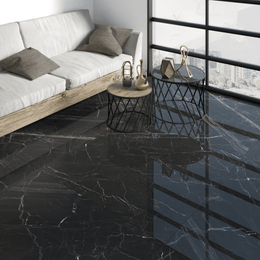 Gloss finish black porcelain floor tile