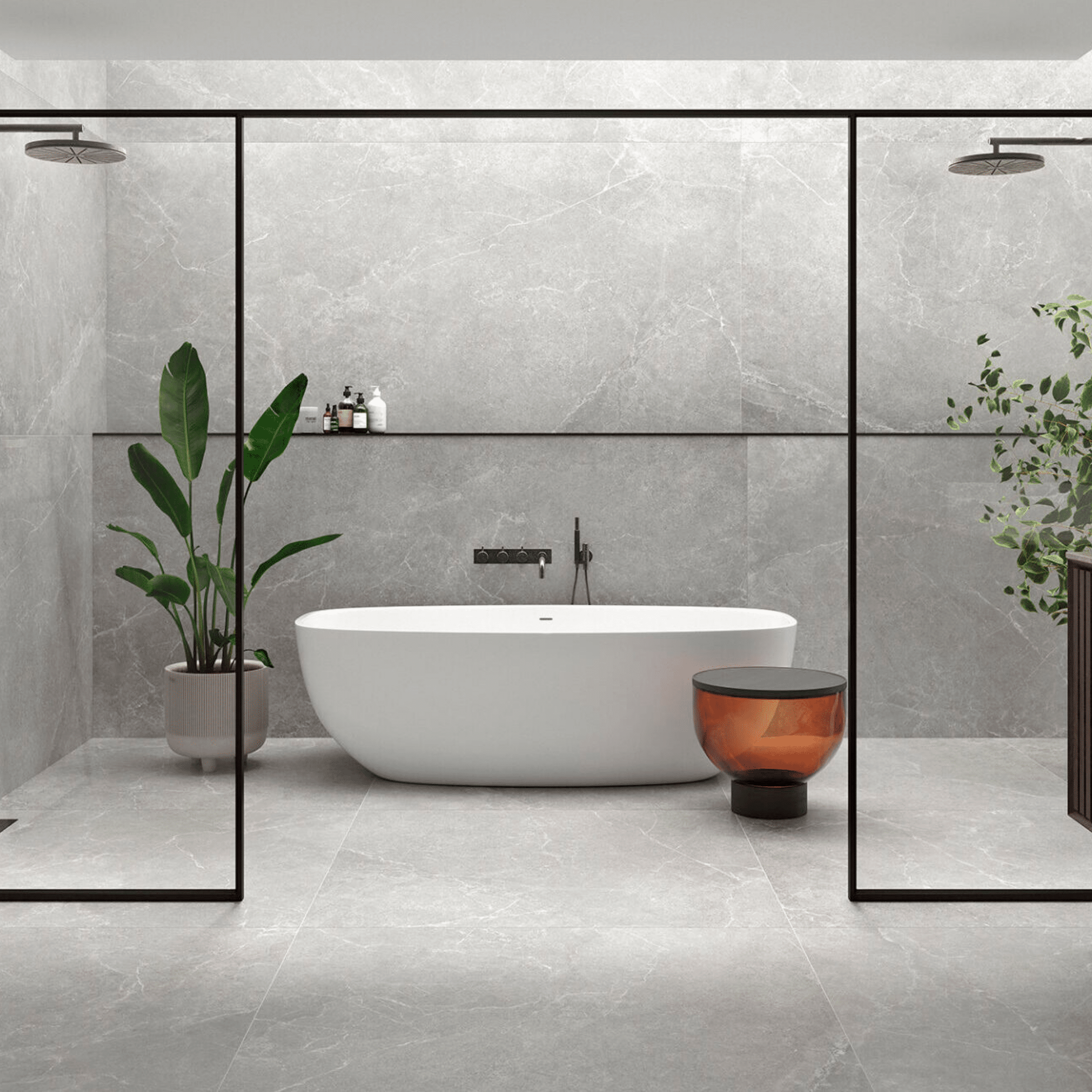 Elegant Storm Grey tiles for modern wall design