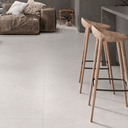 Bright Storm White porcelain tiles with stone texture