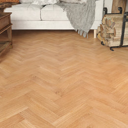 Bramwell Natural Oak Herringbone Flooring in a room setting