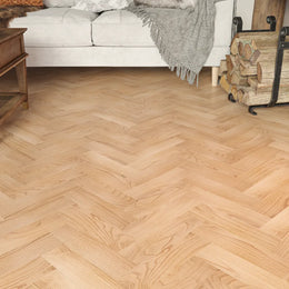 Bramwell Natural Oak Herringbone Flooring in a room setting
