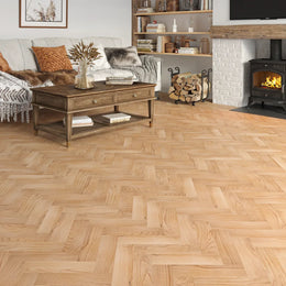 Bramwell Natural Oak Herringbone Flooring in a room setting