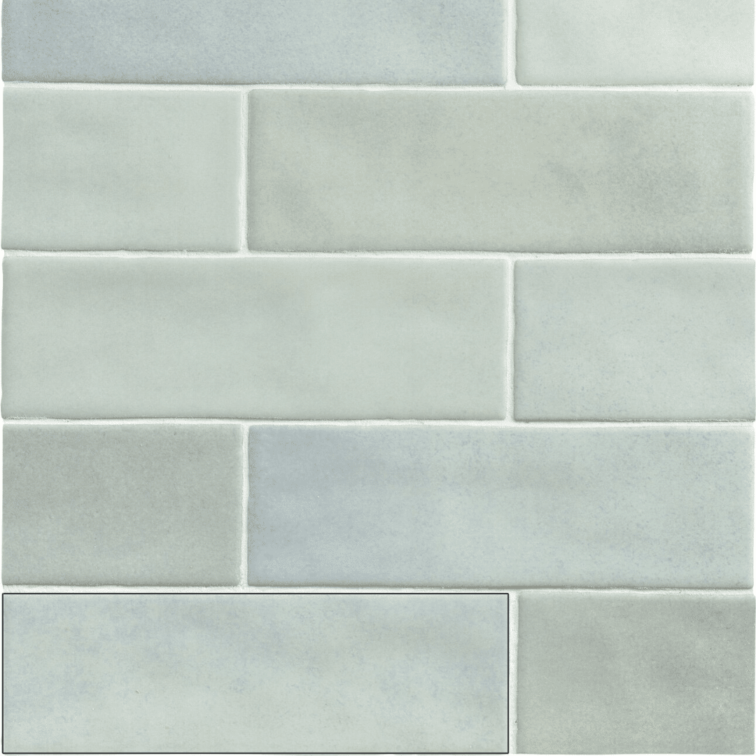 Toscaria Ghost Green glossy ceramic metro wall tiles