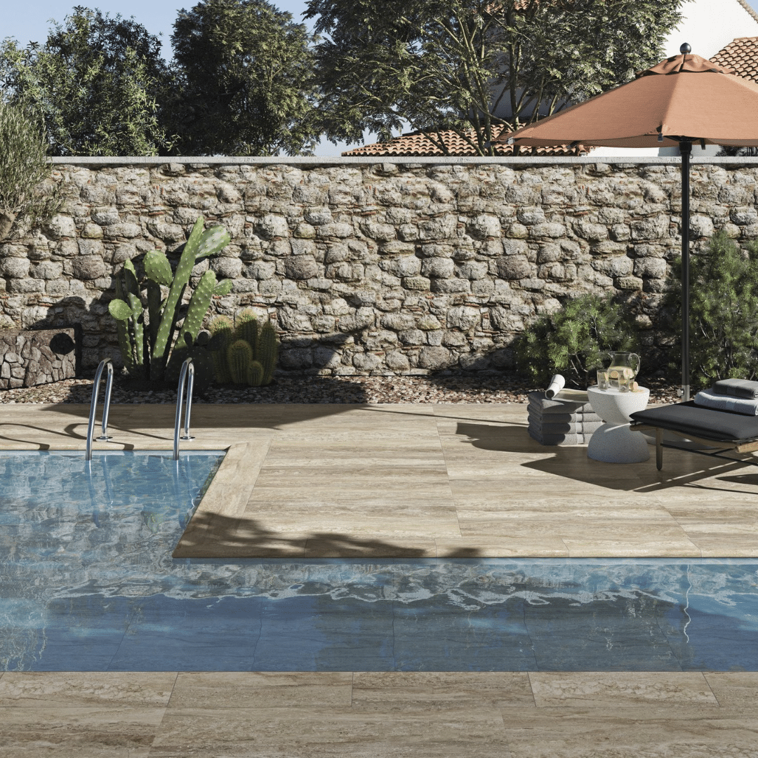 Cream matt porcelain tile with soft stone appearance