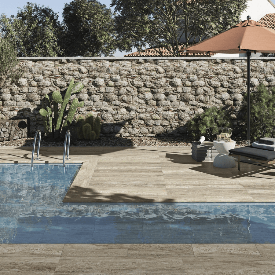 Cream matt porcelain tile with soft stone appearance