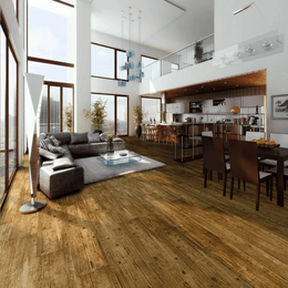 Tarima Roble porcelain tiles with realistic warm wood texture