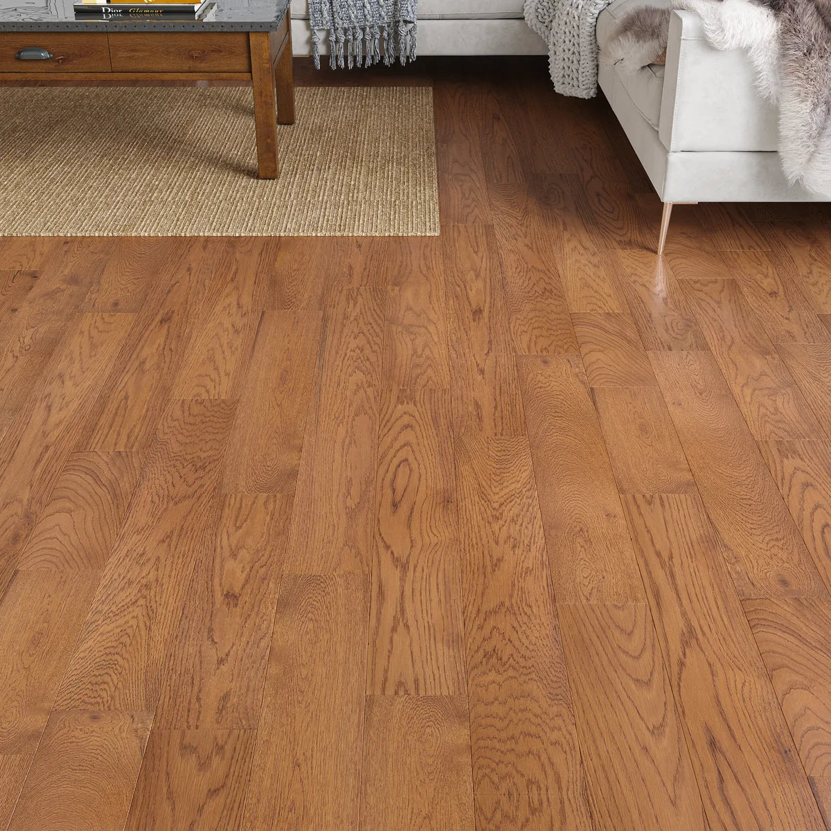 Elmsworth Golden Oak Engineered Wood Flooring in a room setting