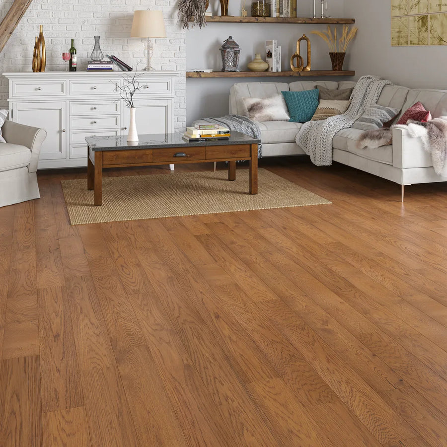 Elmsworth Golden Oak Engineered Wood Flooring in a room setting