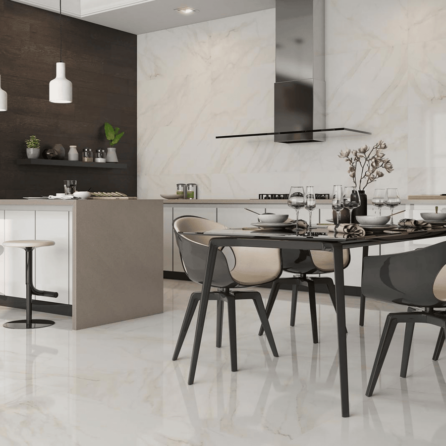 Blanco polished porcelain floor tile Tresana
