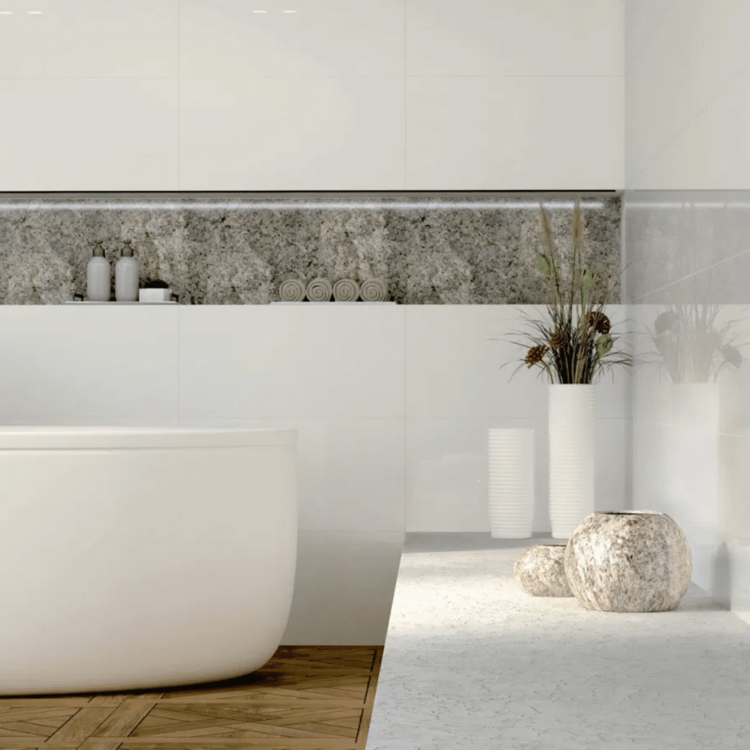 White ceramic matt tile 300x600 mm