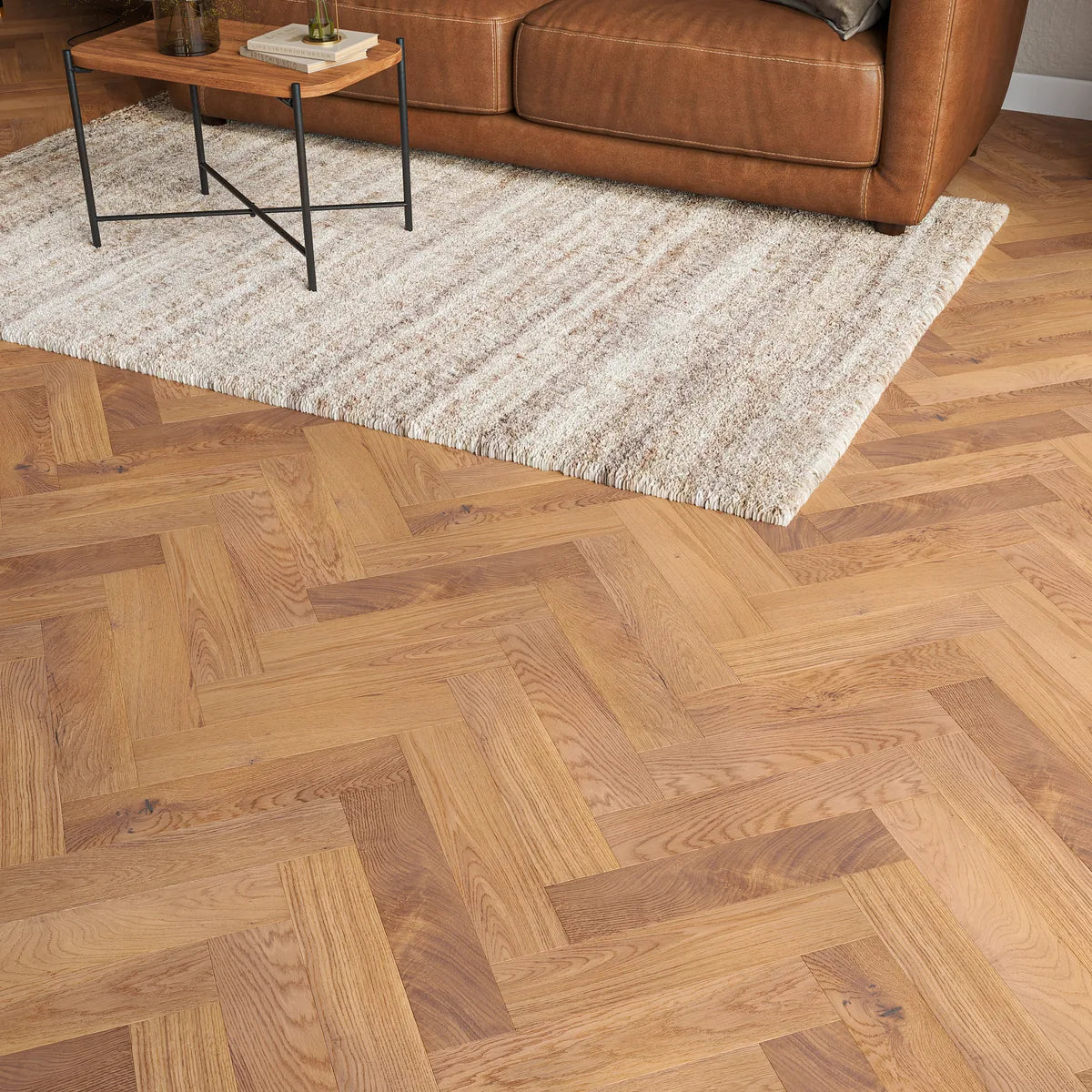 Ravensworth Smoked Oak Herringbone Flooring in a room setting