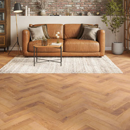 Ravensworth Smoked Oak Herringbone Flooring in a room setting