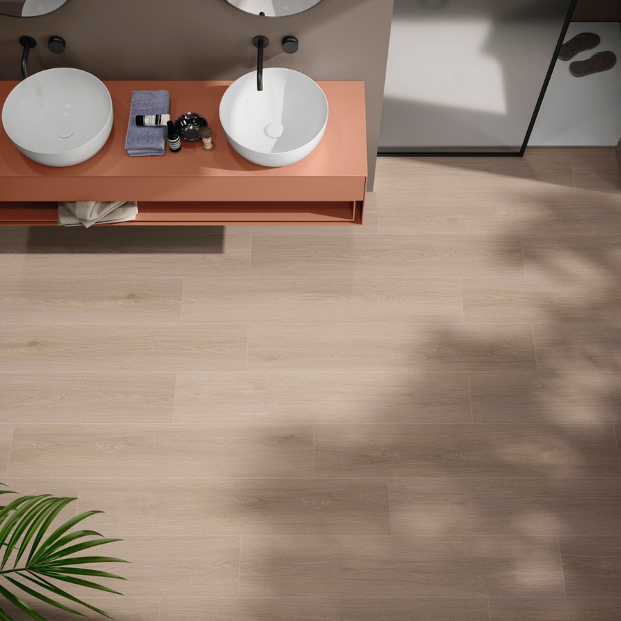 Brown wood look SPC tiles for modern interior flooring