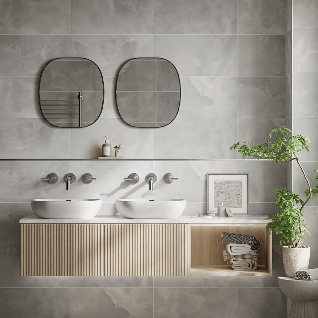 Vander Grey ceramic tiles for bathroom walls
