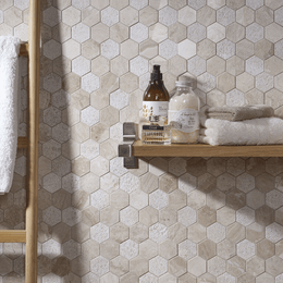 Vanilla Cream marble hexagon mosaic mixed finish wall floor