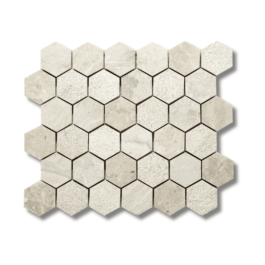 Cream stone effect marble hexagon tile for wall floor