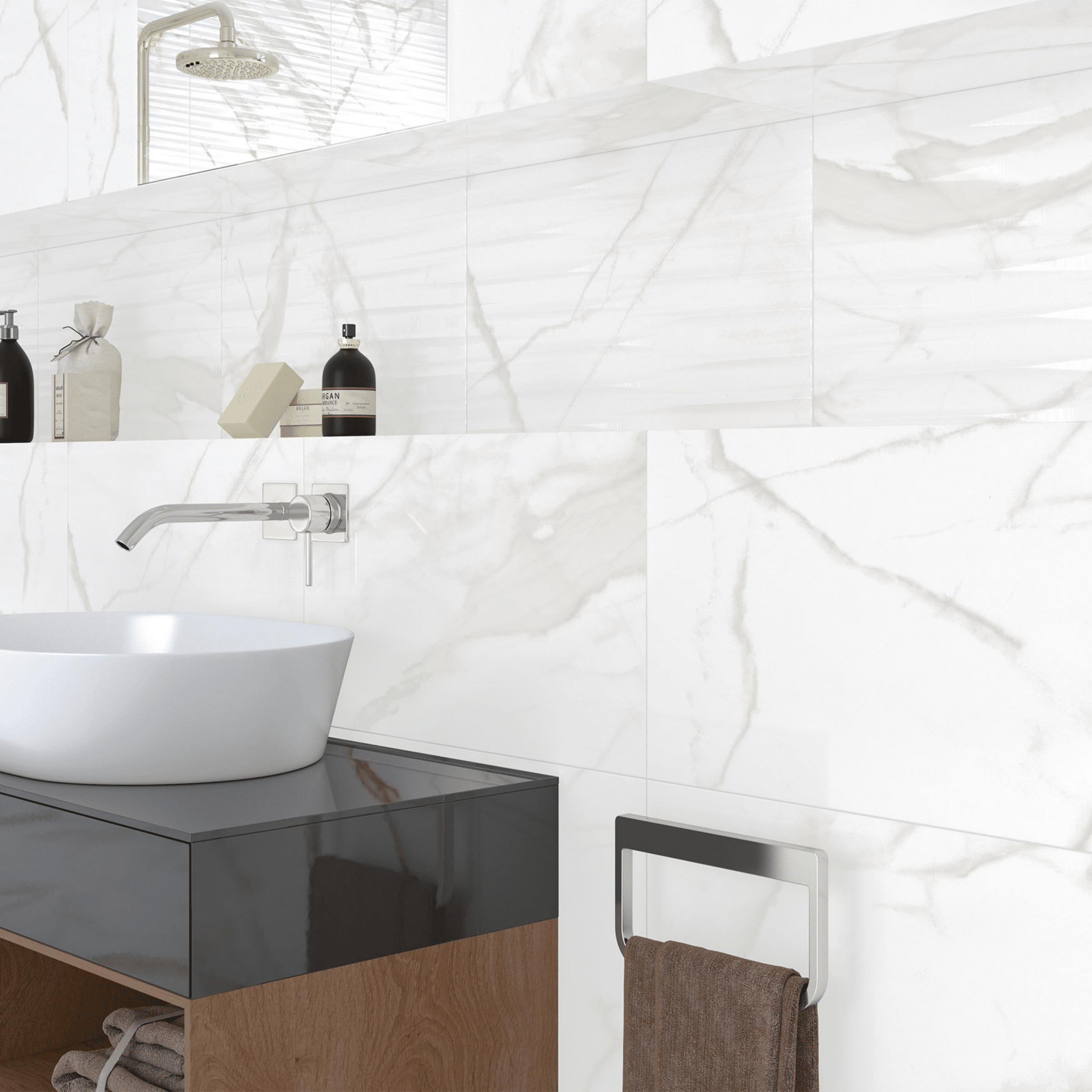 White decor ceramic tile kitchen