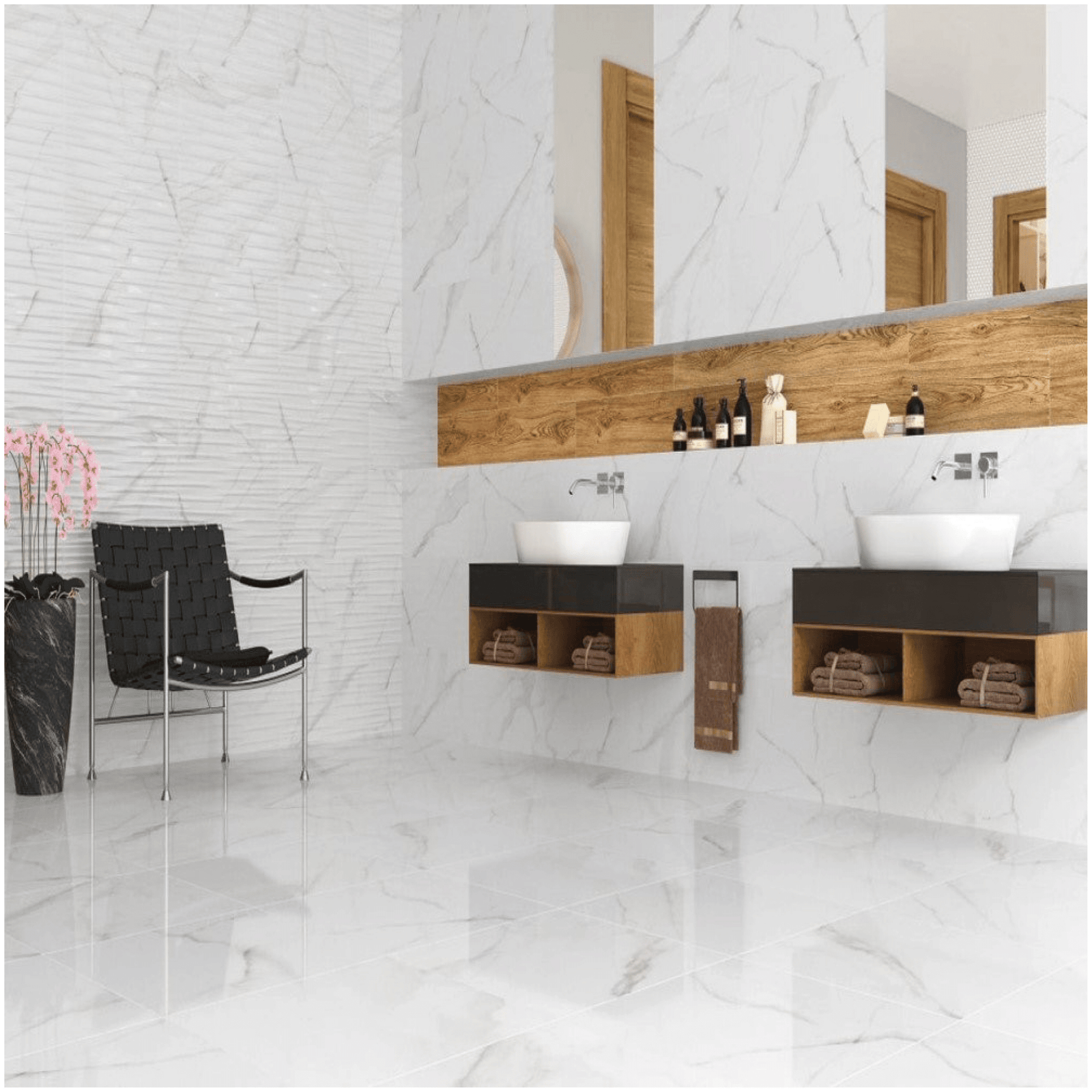 Gloss ceramic wall tile Vespa Carrara
