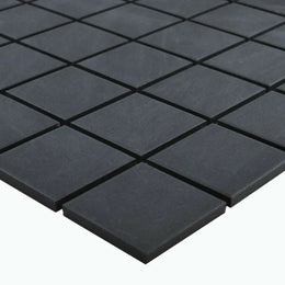 Black porcelain mosaic tiles with classic Victorian styling