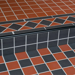 Victorian style black porcelain wall and floor tile design