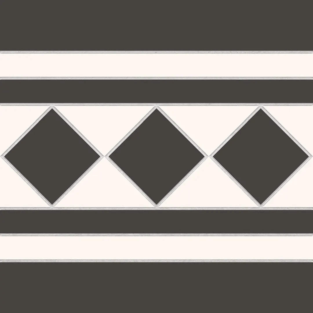 Victorian Bristol black white border anti slip porcelain tiles