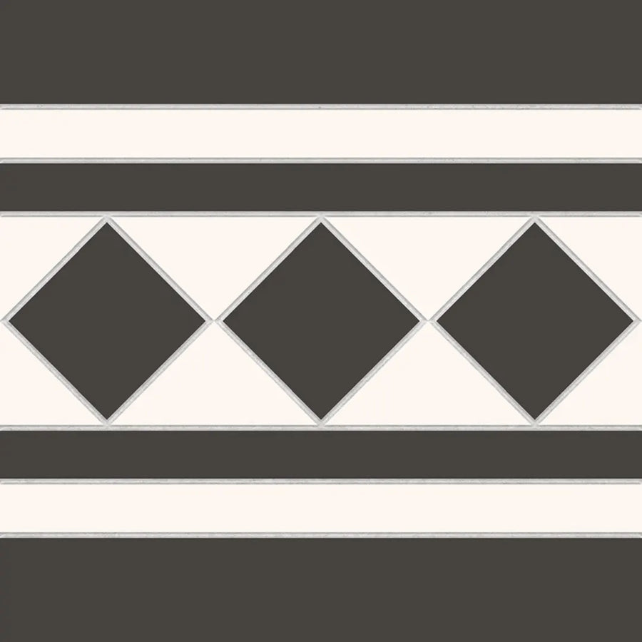 Victorian Bristol black white border anti slip porcelain tiles