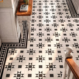 Black and white Victorian porcelain wall and floor tiles