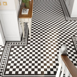 Classic Victorian black white chequer floor wall tiles