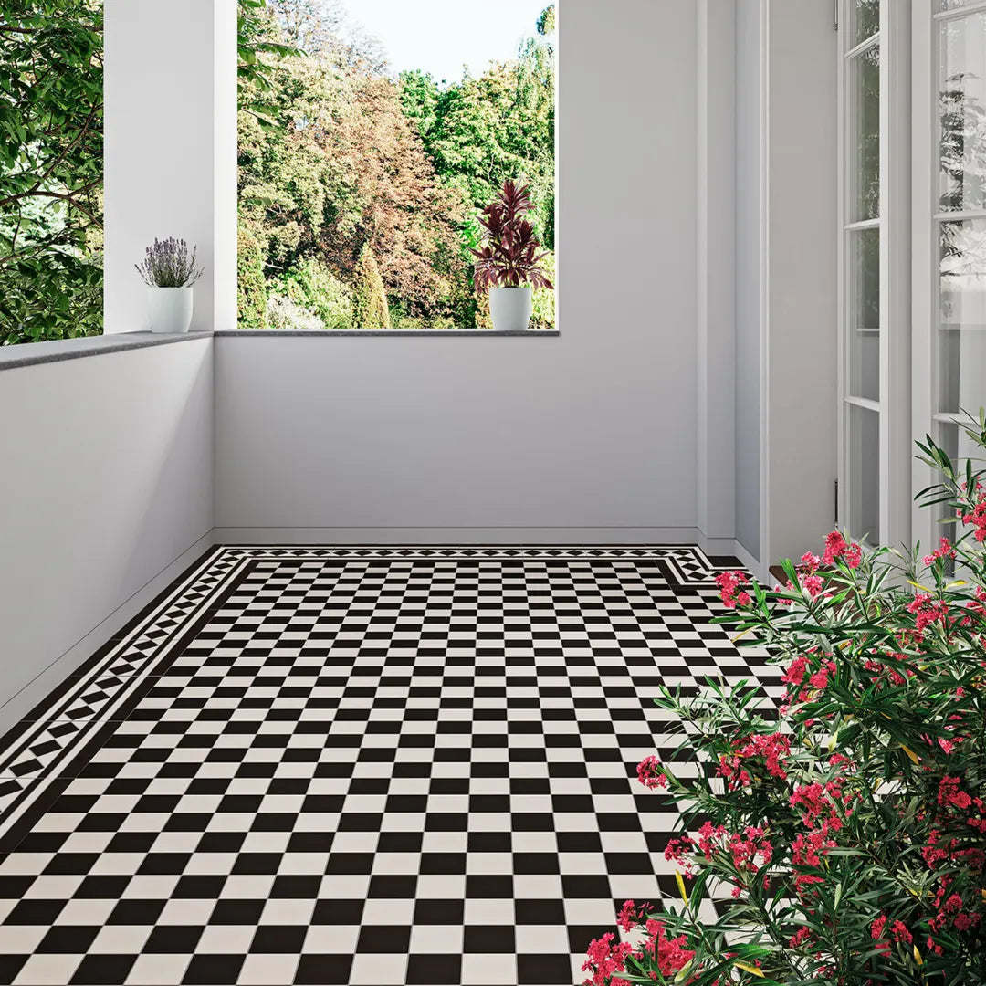 Anti-slip black white porcelain Victorian wall floor tiles