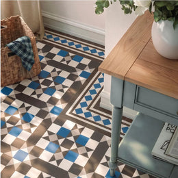 Blue and white Victorian effect porcelain wall floor tiles
