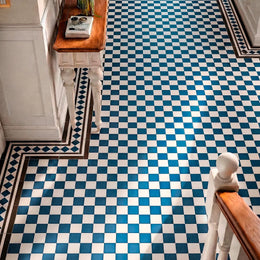 Blue and white Victorian chequer porcelain wall floor tiles