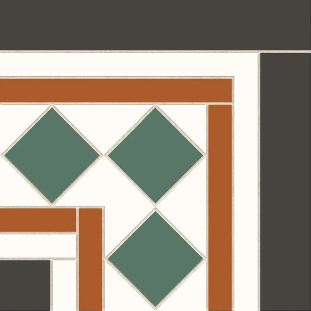 Victorian Bristol green white corner porcelain wall floor tile