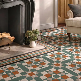 Victorian green white corner tile with anti-slip surface