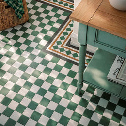 Pre-scored green white chequer wall and floor porcelain tile
