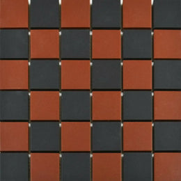 Victorian red black chequer mosaic wall floor tiles