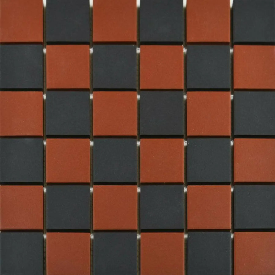 Victorian red black chequer mosaic wall floor tiles